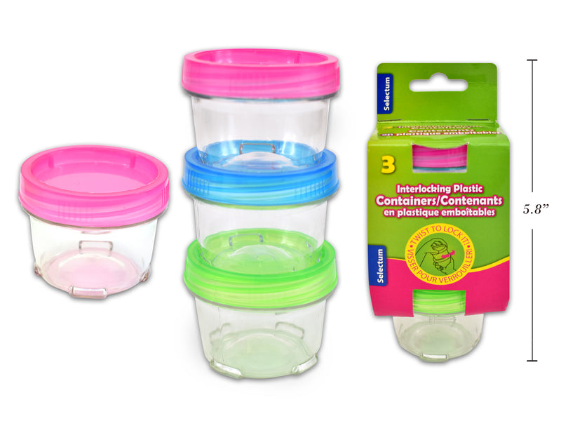 Carton of 12 Interlocking Plastic Containers With Lids