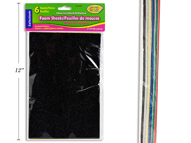 Carton of 12 Glitter Adhesive Foam Sheets