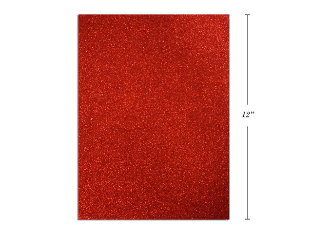 Carton of 1 Adh Glitter Foam Sheet 9X12 Red