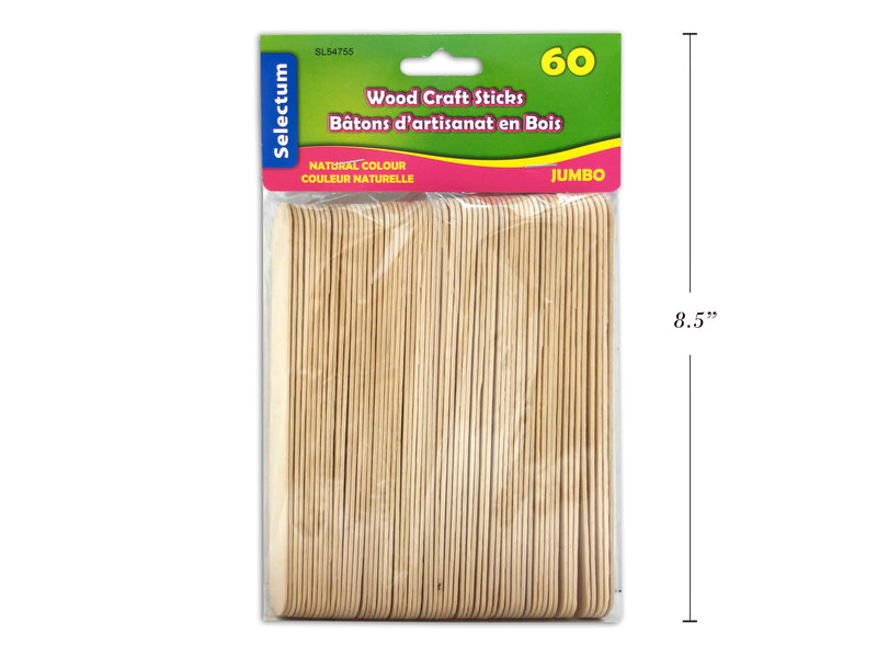 Carton of 12 Jumbo Size Wood Craft Stick 60 Pack