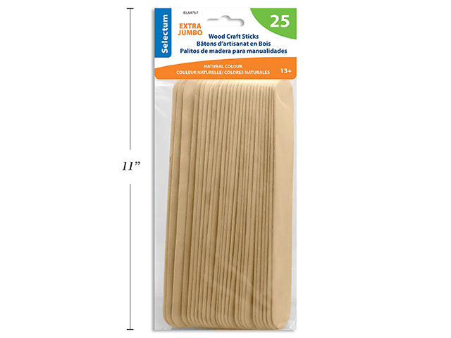 Carton of 12 Extra Jumbo Wood Craft Stick 25 Pack