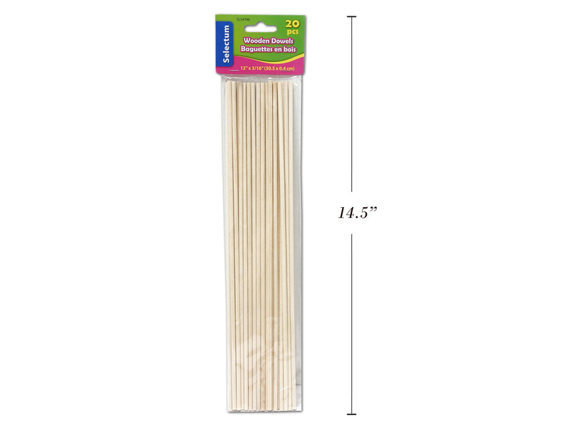 Carton of 24 Wooden Dowels 20 Pack