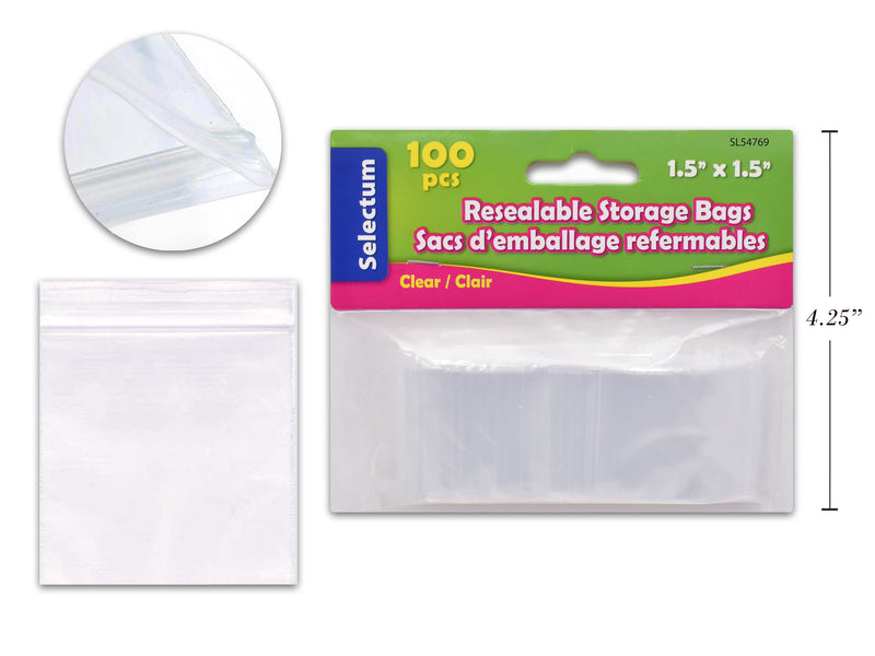 Carton of 12 Clear Zip Lock Bags Extra Extra Small 100 Pack