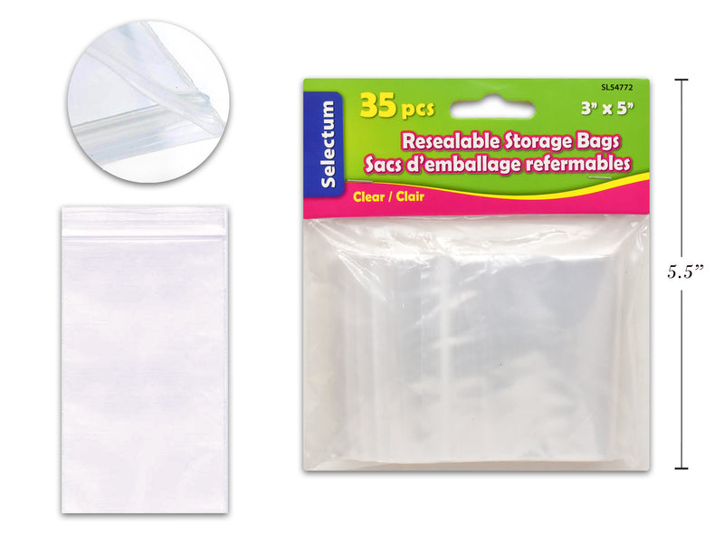 Carton of 12 Clear Zip Lock Bags Medium 35 Packs