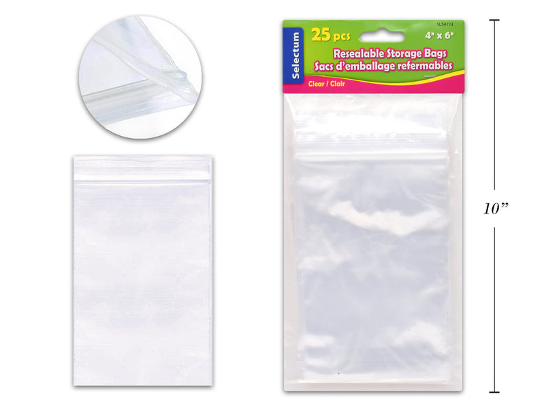 Carton of 12 Clear Zip Lock Bags Medium 25 Pack