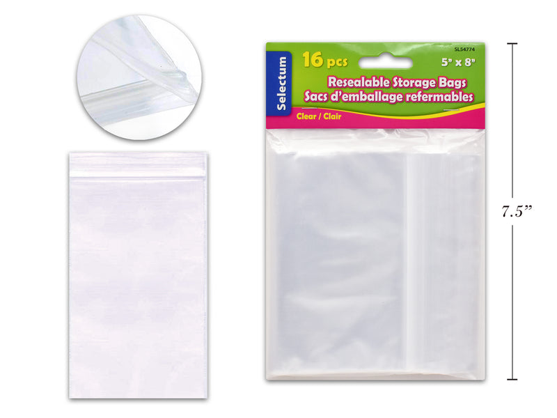 Carton of 12 Clear Zip Lock Bags Large 16 Pack