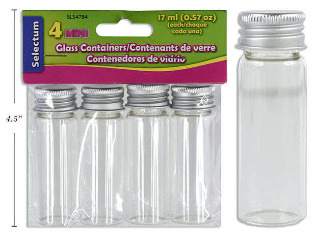 Carton of 12 Mini Glass Containers 4 Pack