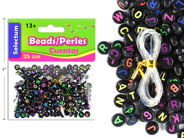 Carton of 12 Letter Plastic Neon Color Beads