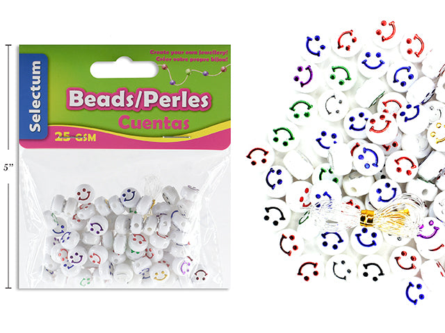 Carton of 12 Happy Face Plastic Beads