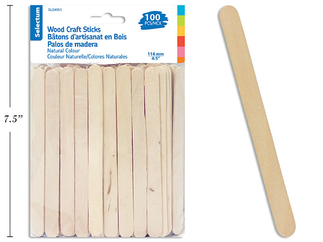 Carton of 24 Wood Craft Sticks Natural 100 Pack