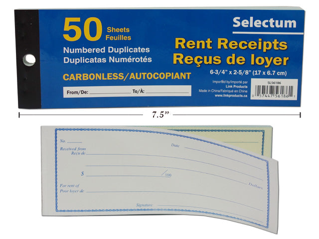 Carton of 10 Rent Receipt Book