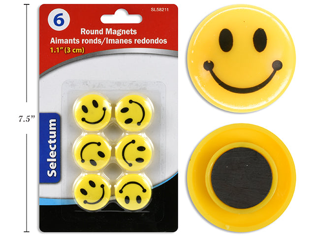 Carton of 24 Happy Face Round Magnets