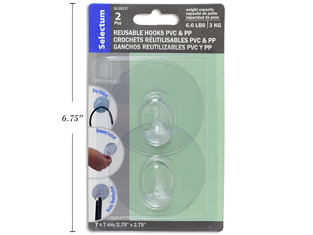 Carton of 12 Reuseable Hooks Pvc&Pp 70Mm 2Pcs Cap; 3 Kg (6.6Lb)