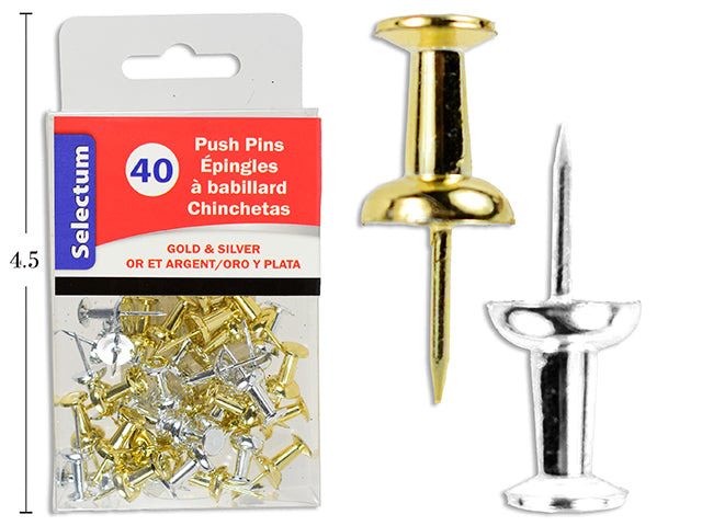 Carton of 24 Gold And Silver Push Pins 40 Pack