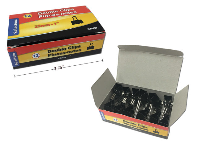 Carton of 12 Double Clips Medium