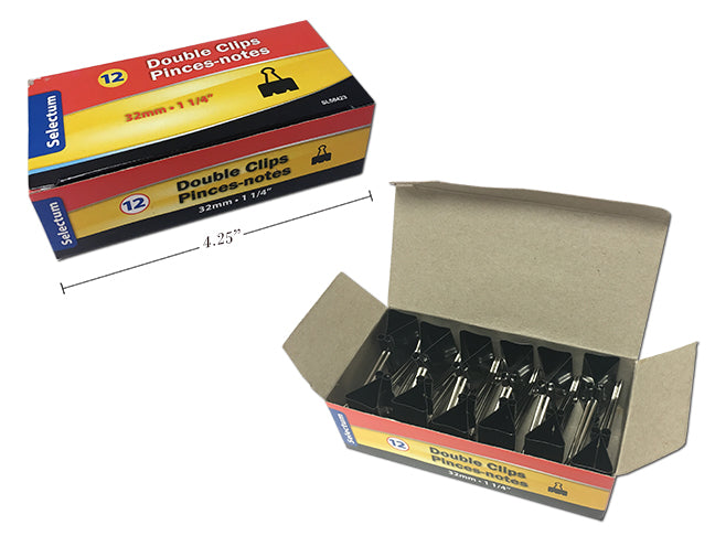 Carton of 12 Double Clips Large