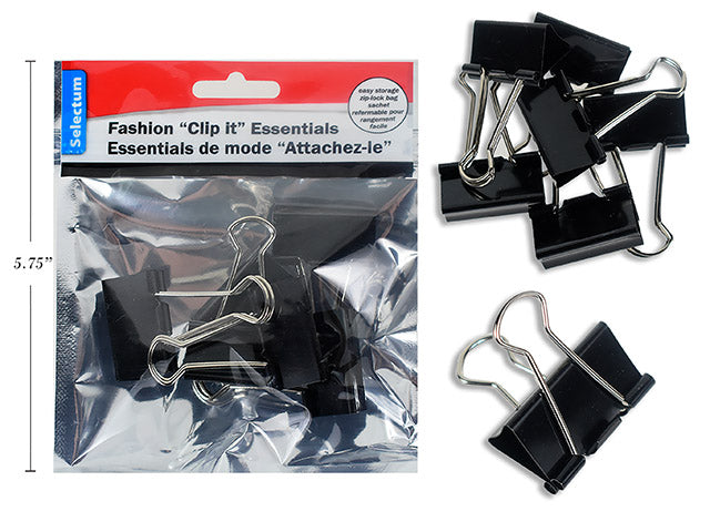 Carton of 12 Black Foldback Clips 6 Pack