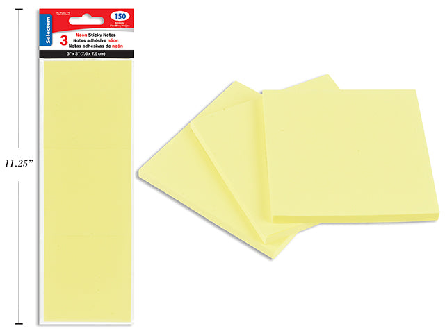 Carton of 12 Self Adhesive Neon Memo Pads