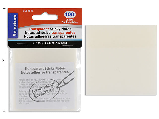 Carton of 12 Transparent Sticky Notes