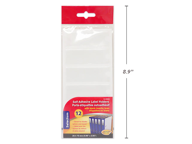 Carton of 12 Self Adhesive Label Holders 12 Pack