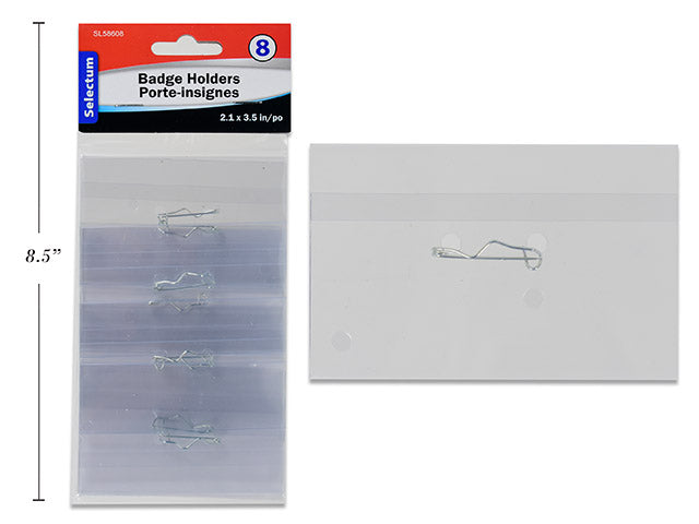 Carton of 12 Plastic Badge Holders With Pin 8 Pack