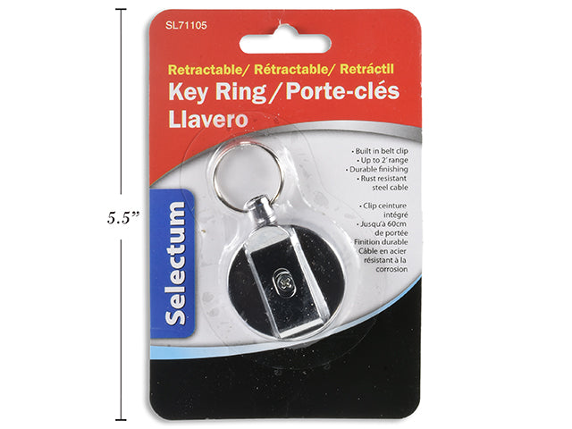 Carton of 12 Retractable Steel Key Ring