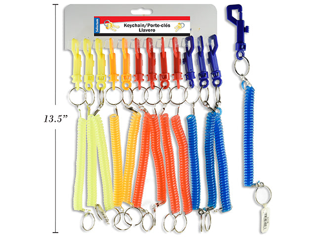 Carton of 24 Spiral Keychains With Clip