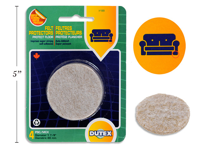 Carton of 24 Dutex Self-Adhesive Felt Pads 1 7/8" (48Mm) 4/Pkg