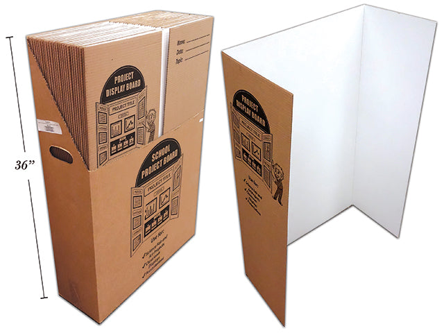 Carton of 30 Tri Fold Corrugated Display White Board Large