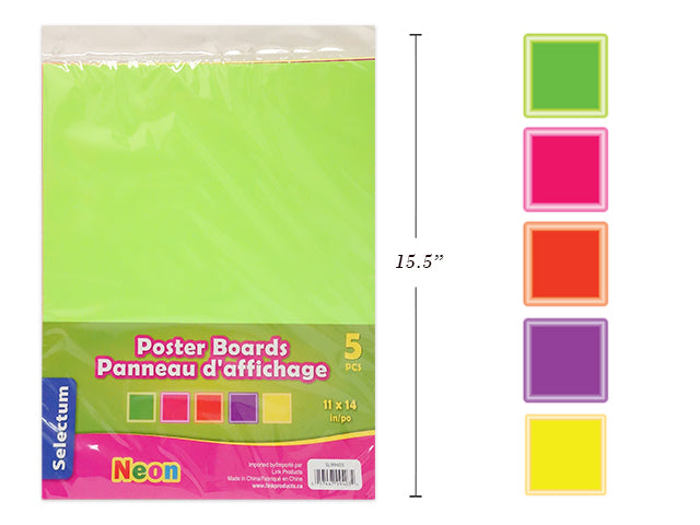 Carton of 12 Poster Boards Neon Colors 5 Pack