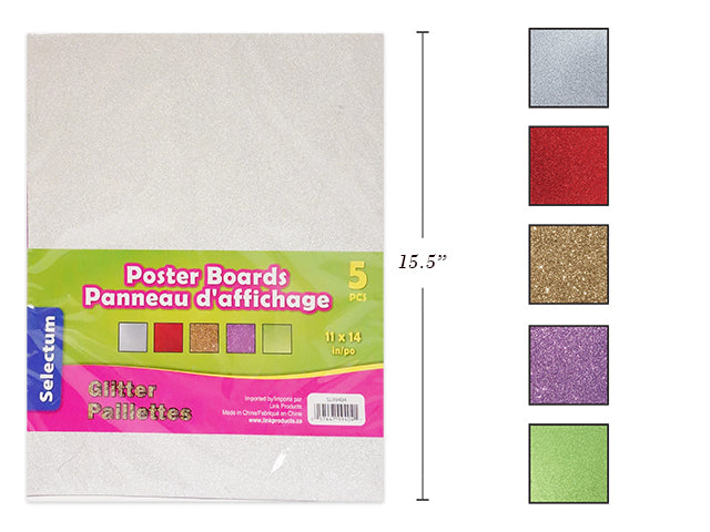 Carton of 12 Poster Boards Glitter Color 5 Pack