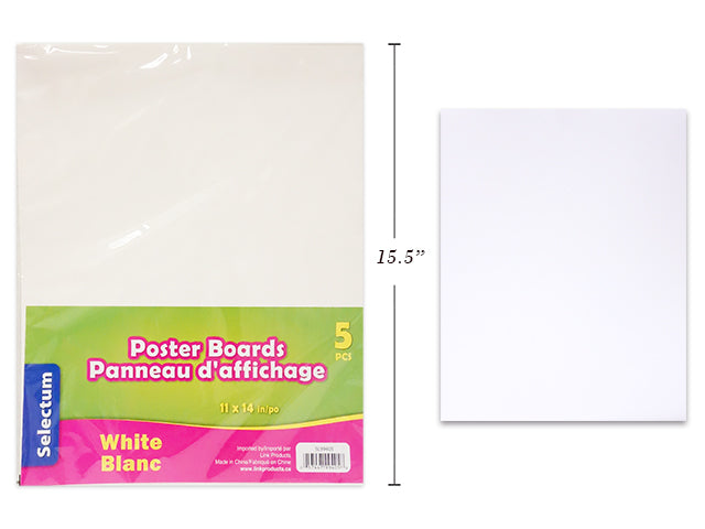 Carton of 12 White Poster Board 5 Pack