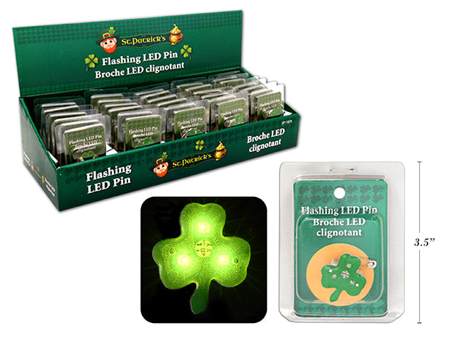 Carton of 50 St Patricks Flashing Led Pin