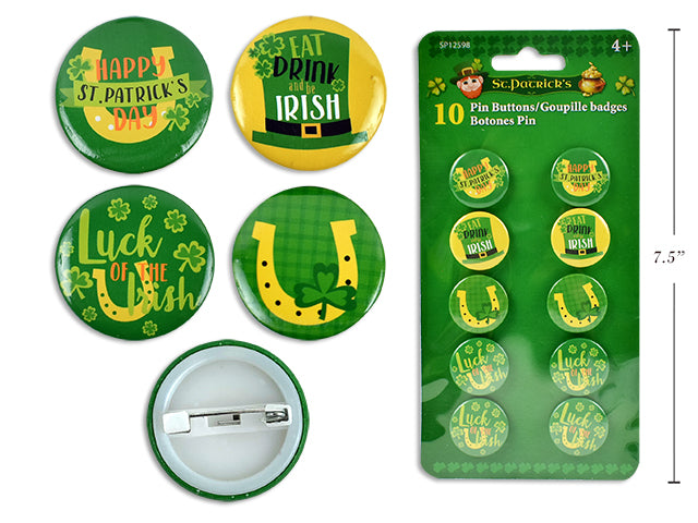 Carton of 24 St Patricks Day Buttons