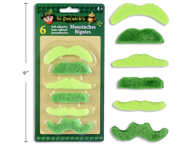 Carton of 24 Self Adhesive St Patricks Day Moustaches 6 Pack