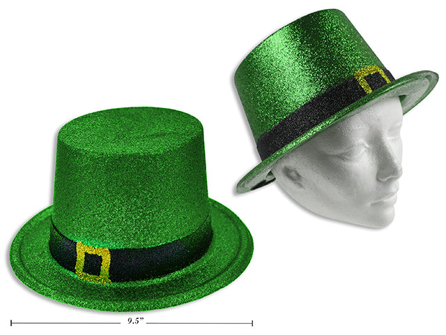 Carton of 24 Full Glitter Leprechaun Pvc Top Hat