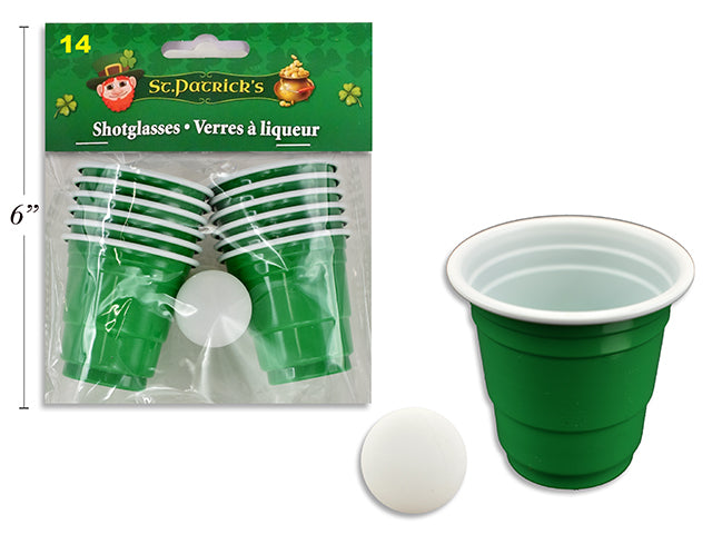 Carton of 24 Green Shot Glass Beer Pong