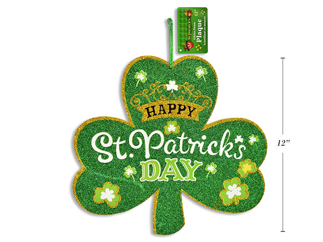 Carton of 24 St Patricks Day Hanging Glitter Foam Plaque