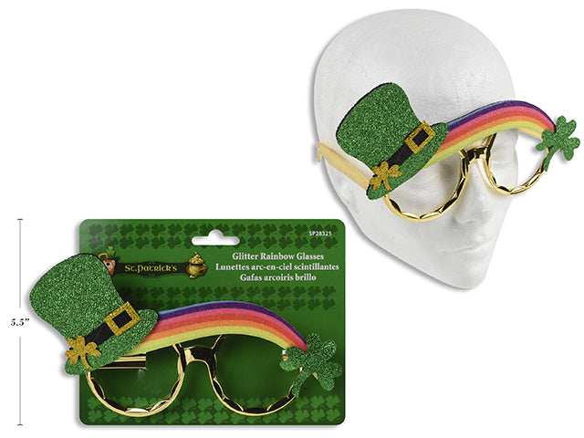 Carton of 24 St Patricks Glitter Leprechaun Hat Rainbow Glasses