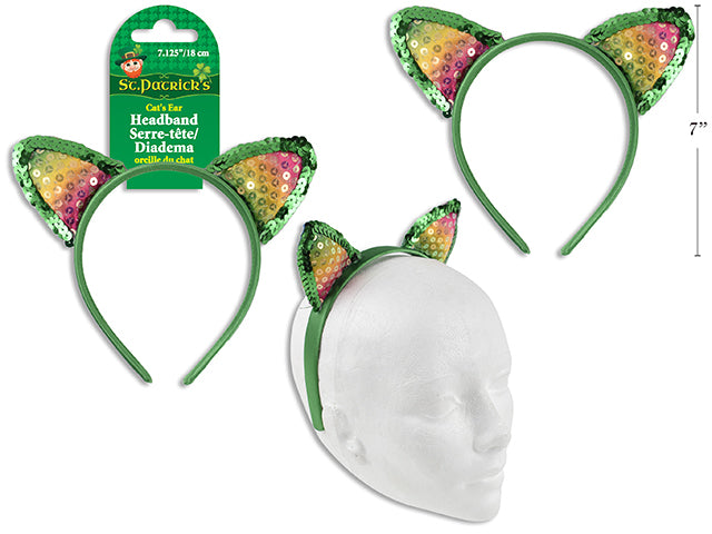 Carton of 24 St Patricks Day Confetti Rainbow Cats Ear Headband