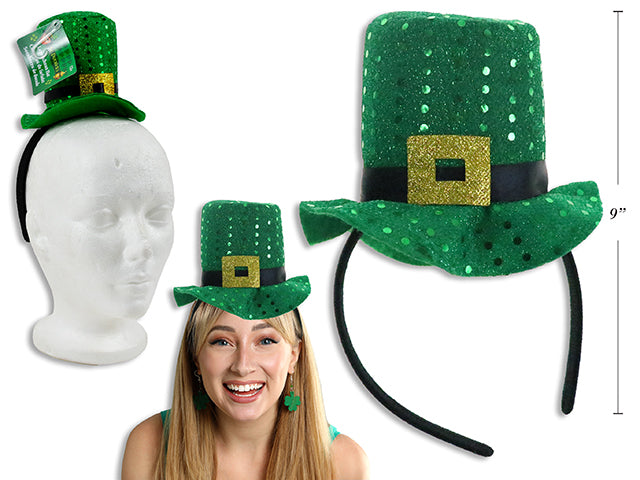 Carton of 24 St Patricks Day Confetti Shimmering Leprechaun Hat Headband