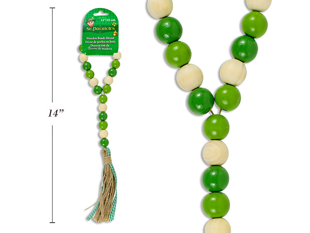 Carton of 24 St Patricks Day Beaded Wooden Bracelet Decor