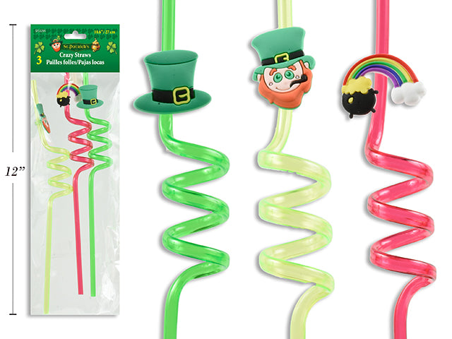 Carton of 24 St Patricks Day Top On Crazy Straws