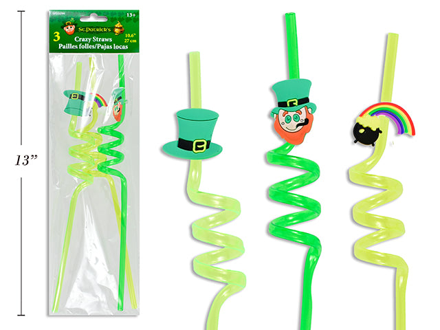 Carton of 24 St Patricks Day Top On Crazy Straws