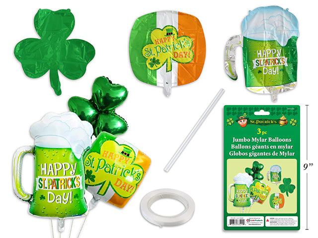 Carton of 24 St Patricks Day Jumbo Mylar Balloons