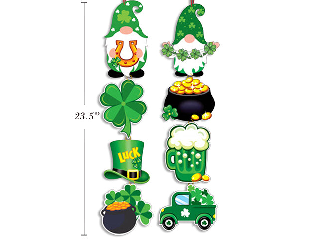 Carton of 24 St Patricks Day Gnome 4 Section Hanging Glitter Foam Plaque