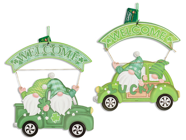 Carton of 24 St Patricks Day Hanging Glitter Foam Welcome Plaque