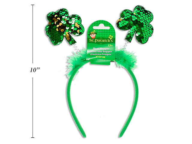 Carton of 24 St Patricks Day Flip Sequin Shamrock Head Bopper