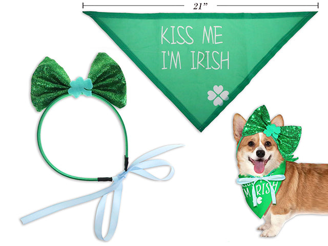 Carton of 12 St Patricks Day Pets Costume Headband With Bandana