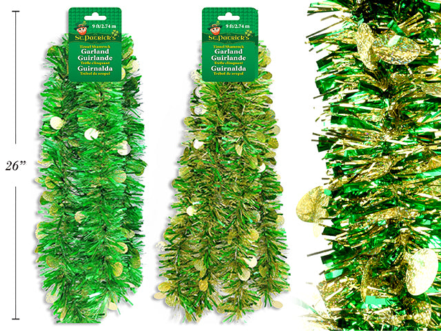 Carton of 24 St Patricks Day Holographic Gold Coins Tinsel Garland